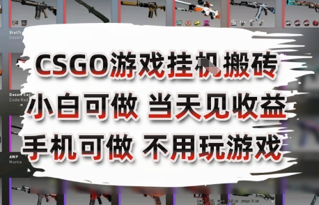 CSGO游戏挂G搬砖，小白纯手机即可操作，不用电脑打游戏，日入3张+，副业网创项目【揭秘】-大齐资源站