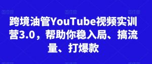 跨境油管YouTube视频实训营3.0,帮助你稳入局、搞流量、打爆款(更新2025)-大齐资源站