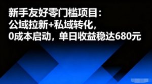 新手友好零门槛项目：公域拉新+私域转化，0成本启动，单日收益稳达6张-大齐资源站