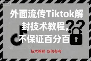 外面流传Tiktok解封技术教程，不保证百分百，具体自测-大齐资源站