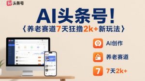 AI头条号，7天狂撸2k+，做养老赛道，新风口新玩法-大齐资源站