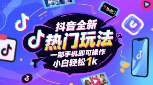 抖音全新热门玩法，一部手机即可操作，小白轻松1k【揭秘】-大齐资源站
