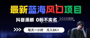 最新蓝海风口项目，抖音漫剧，0粉不实名每天一小时，月入8K+【揭秘】-大齐资源站