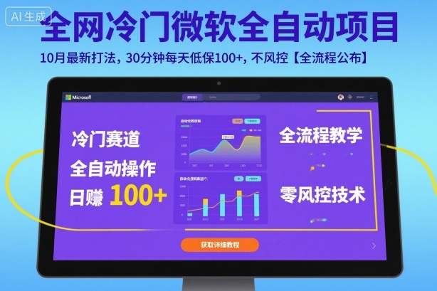全网冷门微软全自动挂G项目，10月最新打法，30分钟每天低保100+，不风控【全流程公布】【揭秘】-大齐资源站