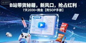 B站带货秘籍,新风口,抢占红利,7天2k+佣金【附SOP手册】-大齐资源站