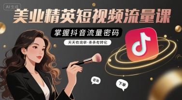 美业精英短视频流量课，掌握抖音流量密码，天天有询单，条条有转化-大齐资源站