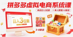 拼多多虚拟电商系统课，单店日入3位数，单人可管理3-8家店【附货源】-大齐资源站