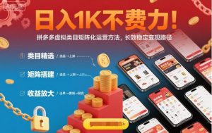 日入1K不费力！拼多多虚拟类目矩阵化运营方法，长效稳定变现路径-大齐资源站