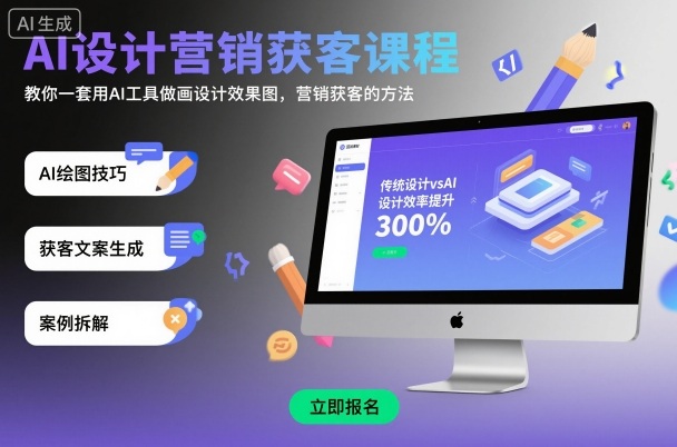 AI设计营销获客课程，教你一套用AI工具做画设计效果图，营销获客的方法-大齐资源站