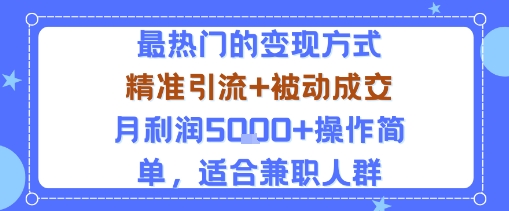 小众赛道玩法：当下最热门的变现方式，精准引流+被动成交月利润5k+操作简单，适合兼职人群-大齐资源站