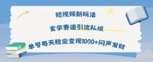 短视频新玩法玄学赛道引流私域单号每天稳定变现1k+闷声发财-大齐资源站