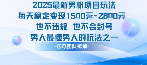 2025最新男粉项目玩法每天变现1k+也不违规也不会封号男人最懂男人的玩法-大齐资源站