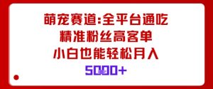 萌宠赛道，全平台通吃，精准粉丝高客单，小白也能轻松月入5k-大齐资源站