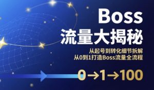 Boss流量大揭秘，从起号到转化细节拆解，从0到1打造Boss流量全流程-大齐资源站