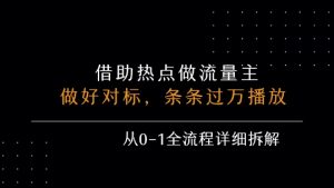 借力热点,乘顺风车玩流量主,条条过万播放, 每月收益5k+,从0-1全流程详细拆解-大齐资源站