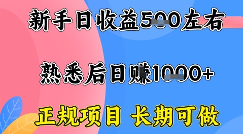 全年可变现项目，收益高无门槛，正规项目，长期可做，一天收益1k+一台电脑在家创业【揭秘】-大齐资源站