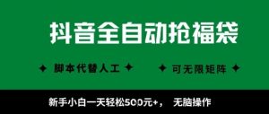 抖音全自动抢福袋项目，新手小白一天轻松5张+，无脑操作，看完直接可以上手【揭秘】-大齐资源站