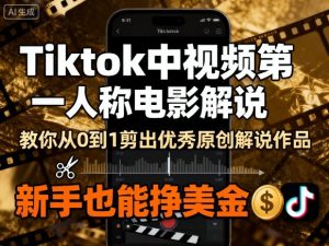 Tiktok中视频第一人称电影解说,教你从0到1剪出一个优秀的原创解说作品,新手也能挣美金-大齐资源站
