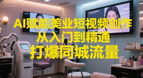 AI赋能美业短视频创作，从入门到精通，打爆同城流量，超级AI工具短视频实操落地-大齐资源站