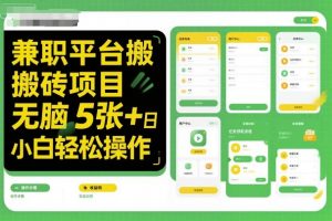 兼职平台搬砖项目无脑操作日入5张＋小白轻松操作-大齐资源站