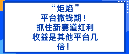 “炬焰”：平台撒钱期！抓住新赛道红利，5分钟二创内容，收益是其他平台几倍！-大齐资源站