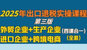 2025年出口退税实操课程，外贸企业+生产企业+进口企业+跨境电商-大齐资源站