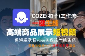 COZE(扣子)工作流一键生成高端商品展示短视频，保姆级教程，零基础快速人门-大齐资源站