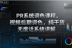 PR系统调色课程，视频后期调色，纯干货无废话系统讲解-大齐资源站
