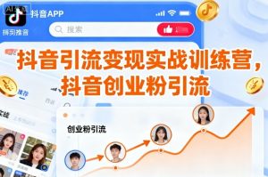 抖音引流变现实战训练营，抖音创业粉引流-大齐资源站