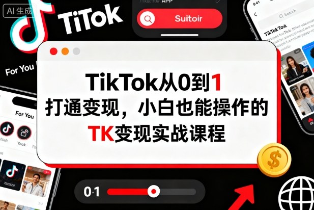 TikTok从0到1打通变现，小白也能操作的TK变现实战课程-大齐资源站