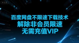 百度网盘不限速下载技术，解除非会员限速，无需充值VIP-大齐资源站