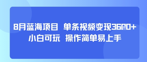 8月AI蓝海项目，单条视频变现1k+ 小白可玩 操作简单易上手-大齐资源站