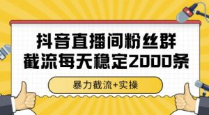 抖音直播间粉丝群截流，稳定采集数据全行业通用 2000条数据一天【揭秘】-大齐资源站