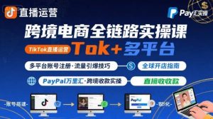 跨境电商线上课，TikTok 直播运营 + 多平台账号注册 + PayPal 万里汇实操教程-大齐资源站