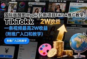 国际版醒图Hypic拉新项目TikTok推广教学,一条视频最高2W收益(附推广入口和教学)-大齐资源站