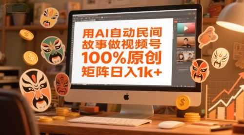 用AI自动民间故事做视频号，100%原创，矩阵日入1k+-大齐资源站