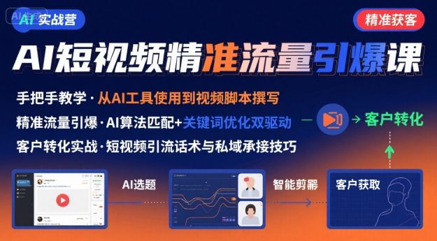 AI+短视频引爆精准客户实战营，手把手教你引爆Ai短视频精准流量-大齐资源站