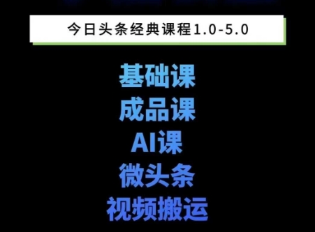 头条图文课1-5期教你头条图文写作、微头条、视频搬运变现，适合新手快速起号玩法-大齐资源站