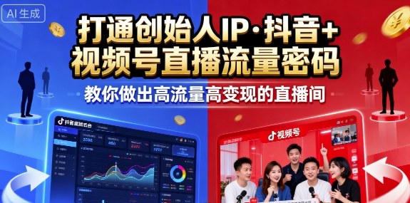 25年直播9-10两期线下课，打通创始人IP，抖音+视频号直播流量密码，教你做出高流量高变现的直播间-大齐资源站