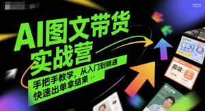 AI图文带货实战营,手把手教学,从入门到精通,快速出单拿结果-大齐资源站