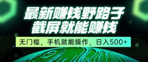 最新野路子截屏就能挣钱，无门槛，手机就能操作，日入5张【揭秘】-大齐资源站