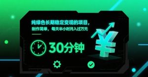 纯绿色长期稳定变现的项目，制作简单，每天半小时月入过1W-大齐资源站