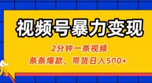 视频号暴力变现玩法，2分钟制作一条治愈风景视频，条条爆款，挂橱窗带货日入5张+，2天起号小白可做-大齐资源站