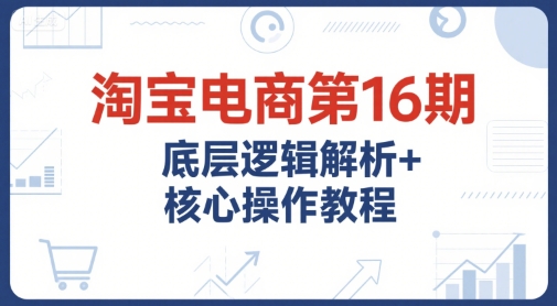 淘宝电商第16期，底层逻辑解析+核心操作教程，运营、推广提升能力的必学课程+配套资料-大齐资源站