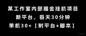 某工作室内部掘金挂G项目，新平台，每天30分钟，单机30+【揭秘】-大齐资源站