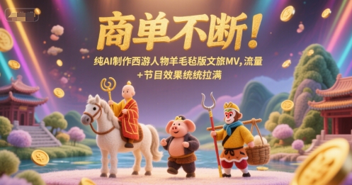 商单不断！纯AI制作西游人物羊毛毡版文旅MV，流量+节目效果统统拉满-大齐资源站