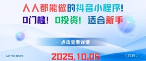 人人都能做的抖音小程序，0门槛0成本，适合新手-大齐资源站