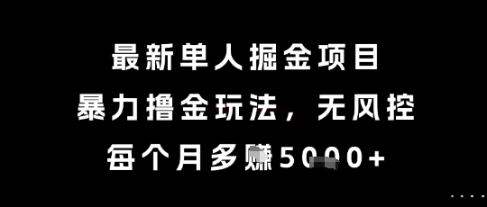 最新单人掘金项目，暴力撸金玩法，无风控，每个月多挣5k+【揭秘】-大齐资源站