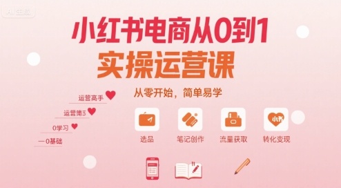 小红书电商从0到1实操运营课，从零开始，简单易学-大齐资源站