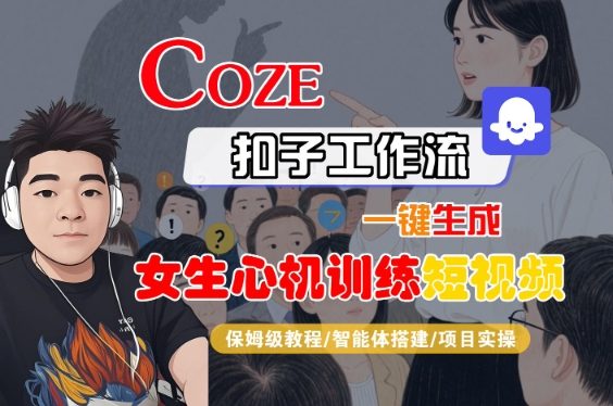 COZE扣子工作流一键生成女生心机训练短视频，保姆级教程-智能体搭建-项目实操-大齐资源站